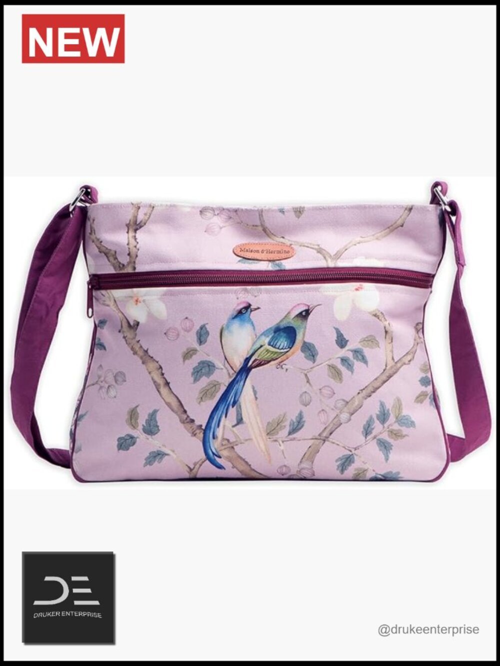 Cotton Canvas Crossbody Bag with Adjustable Strap - Women's Tote Purse